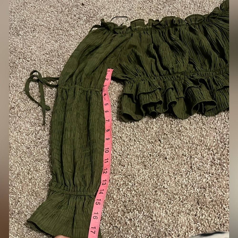 Luxxel Green Asymmetrical Ruffled Blouse